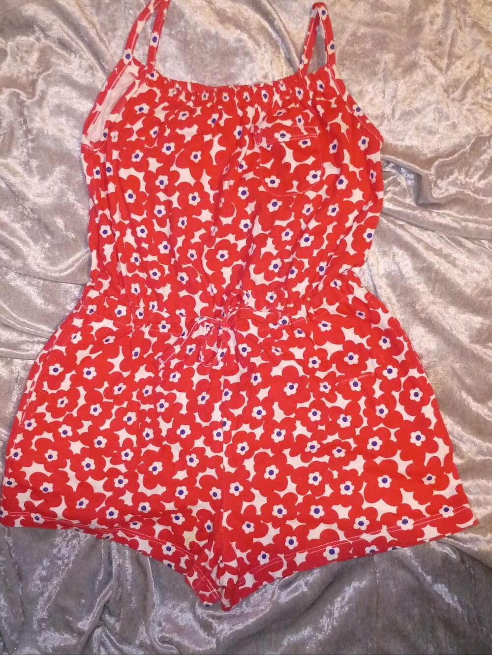 Boden Red Floral Girls' Spaghetti-Strap Romper Mini Boden